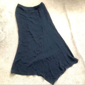as new (worn1) Armani Collezioni long navy  blue asymmetrical polyester skirt 10